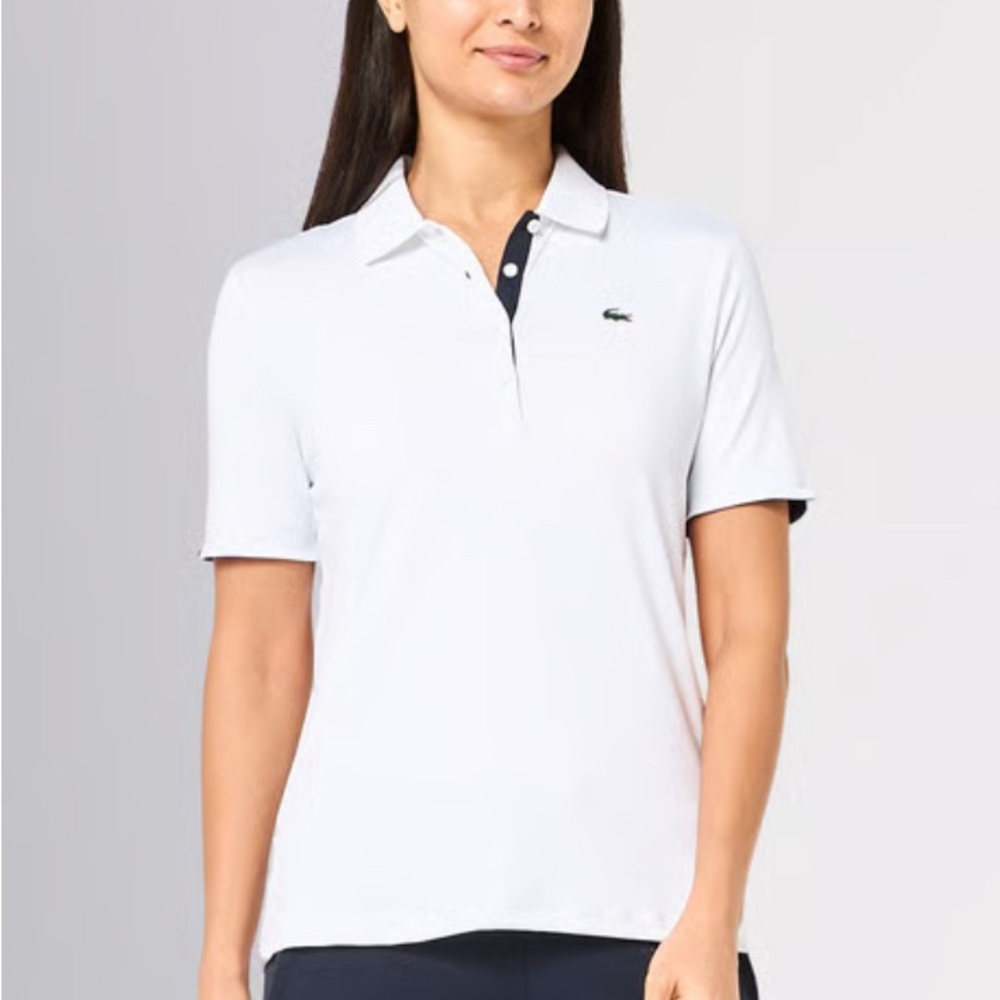 Lacoste Women's White Sport Breathable Stretch Golf Polo. Size XS European 36